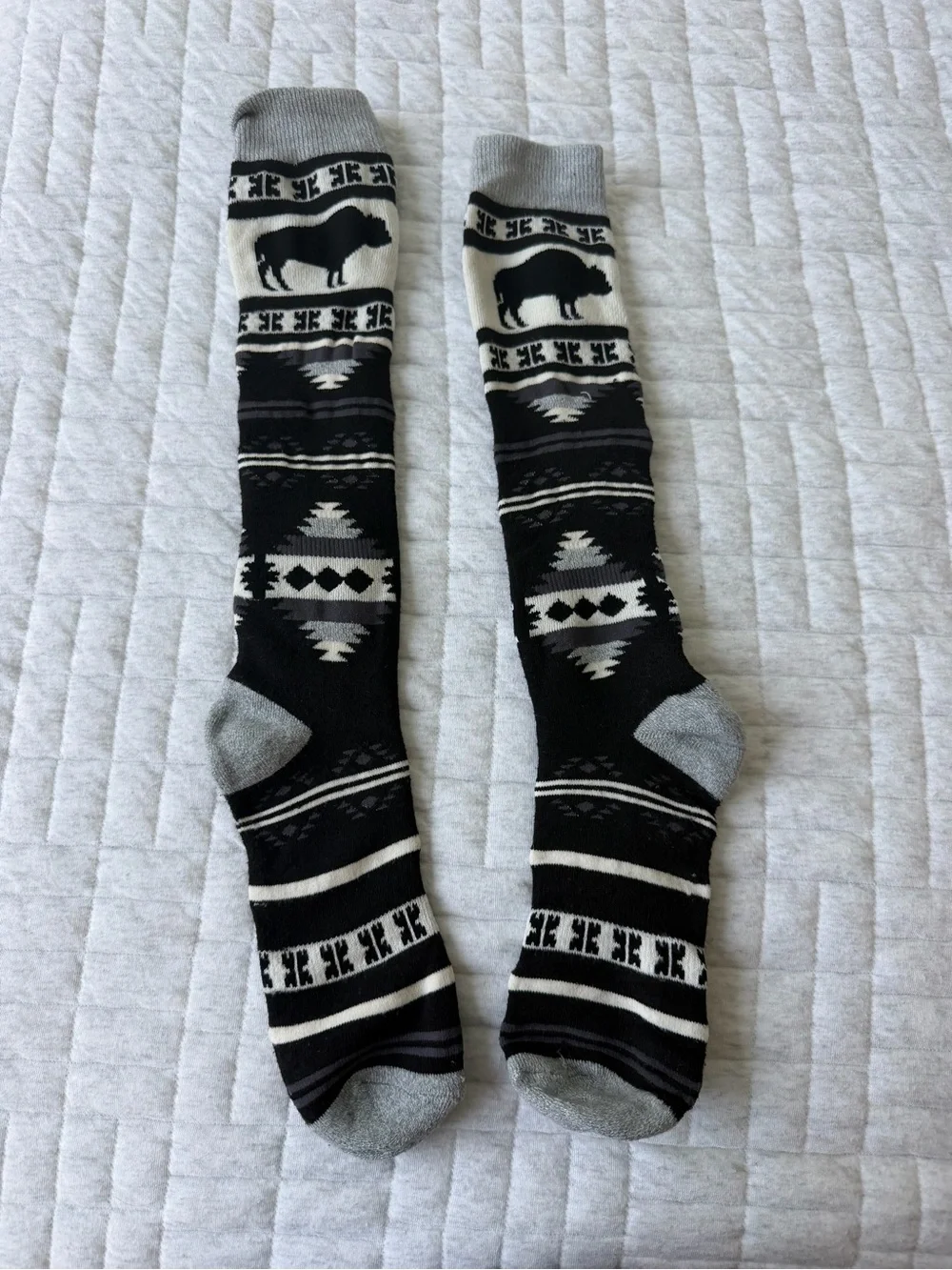 Black & Gray Patterned Men's Knee Socks